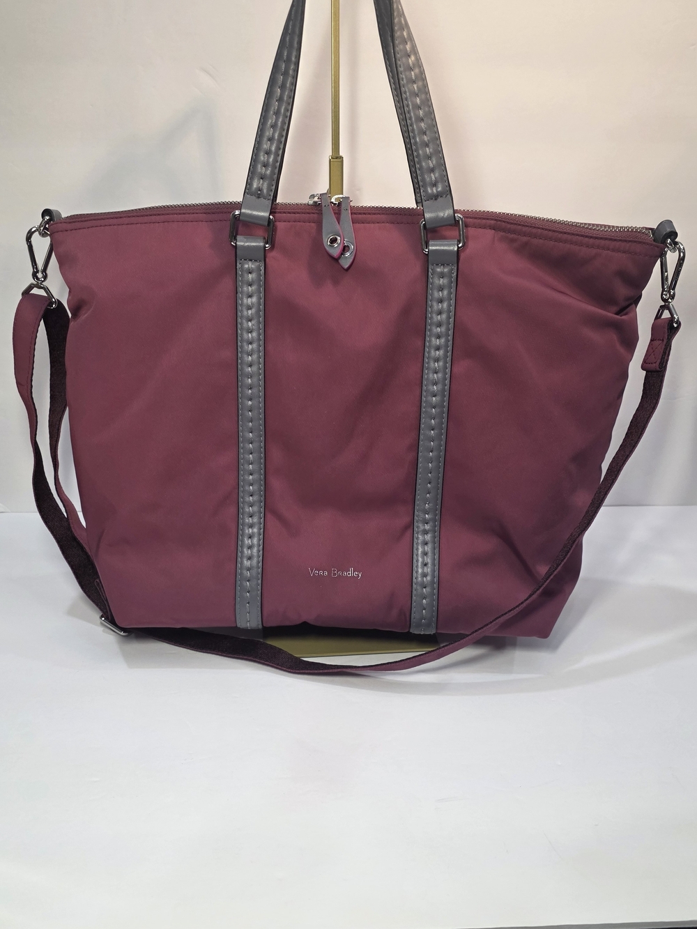 Vera Bradley Midtown Large Tote Hawthorne Rose Burgundy Laptop Bag Water Repelle